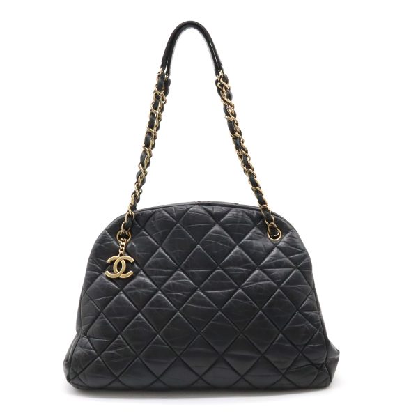 12370767 1 Chanel Mademoiselle Matelasse Chain Tote Black Gold