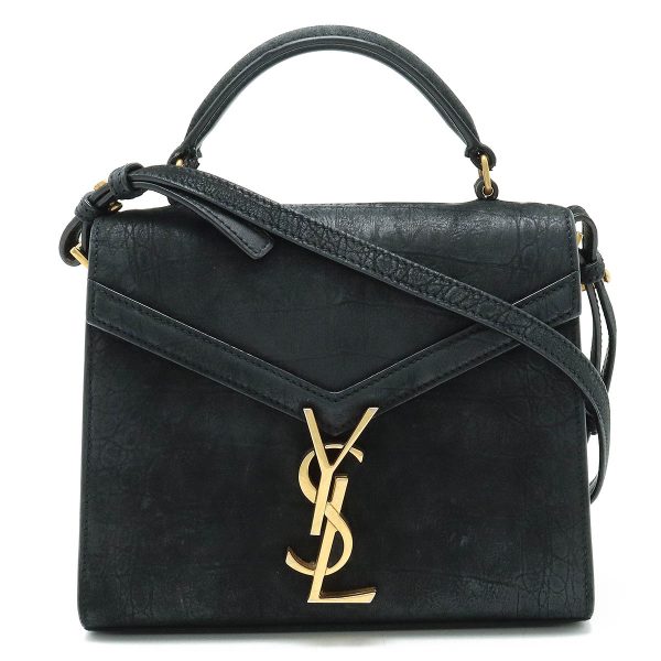 12390166 1 Saint Laurent Paris Cassandra Nubuck Mini 2 Way Han Bag Black