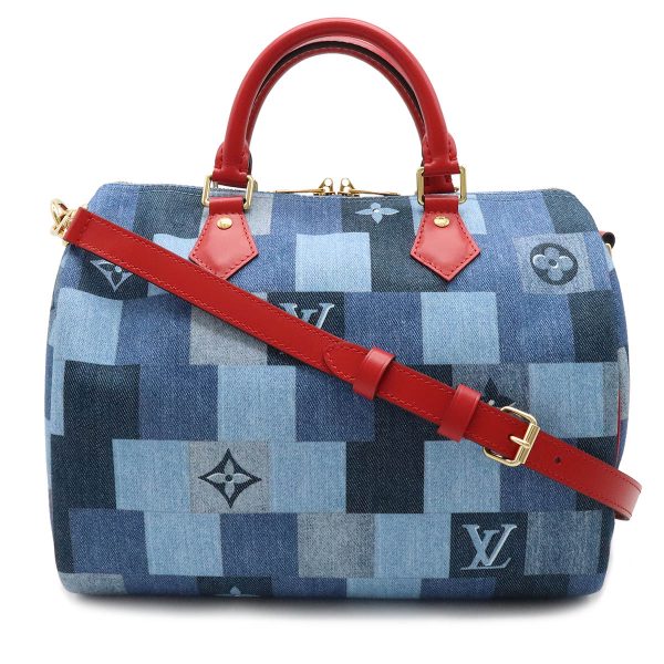 12390196 1 LOUIS VUITTON Patchwork Speedy Bandouliere 30 Handbag Monogram Denim Blue