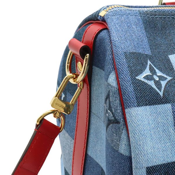 12390196 7 LOUIS VUITTON Patchwork Speedy Bandouliere 30 Handbag Monogram Denim Blue