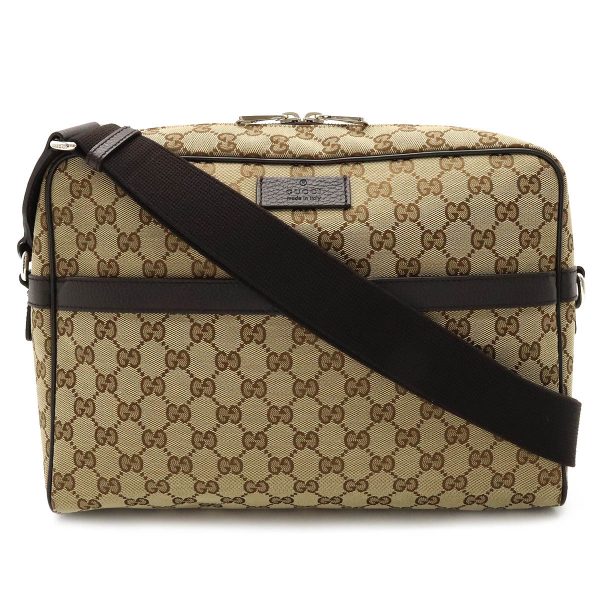 12390576 1 Gucci GG Canvas Shoulder Messenger Bag Khaki Beige Brown