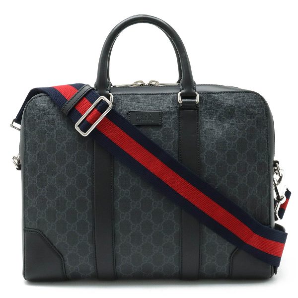 12390800 1 Gucci GG Supreme Business Bag Pvc Black Gray