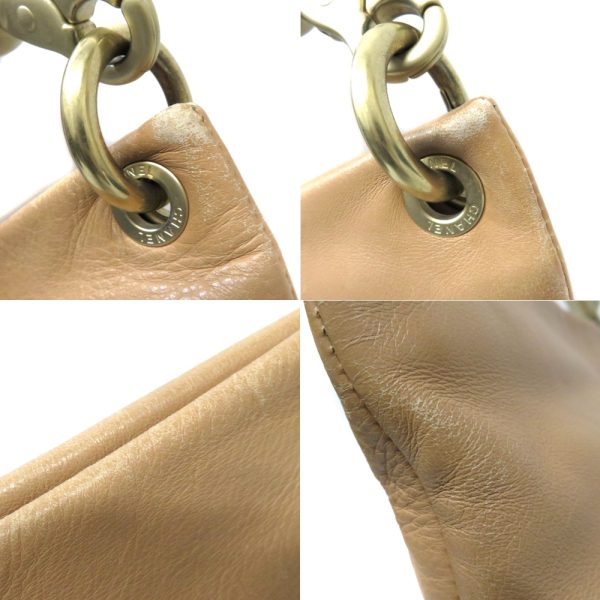 123 124 118 130 Chanel Tote Bag Handbag Leather Coco Mark Beige