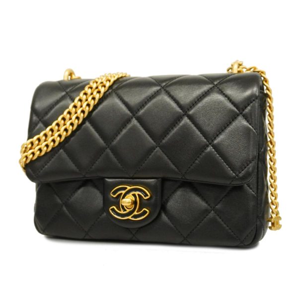 1240001007830 1 Chanel Shoulder Bag Matelasse Chain Lambskin Black