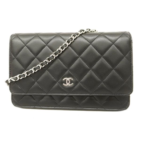 1240001008755 1 Chanel Shoulder Wallet Matelasse Chain Black