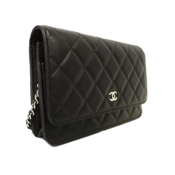 1240001008755 2 Chanel Shoulder Wallet Matelasse Chain Black