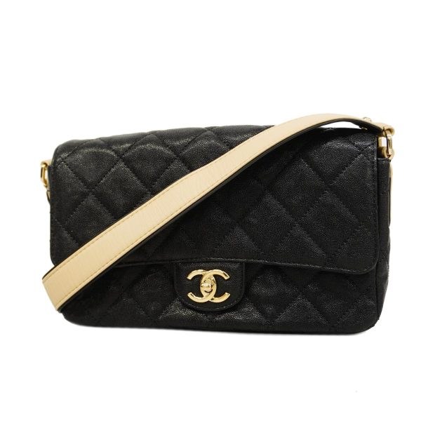 1240001008842 1 Chanel Shoulder Bag Matelasse Caviar Skin Black