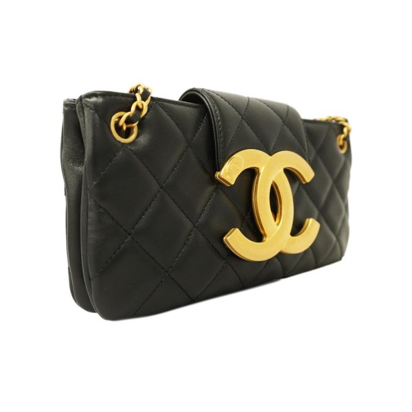 1240001011775 2 Chanel Shoulder Matelasse W Chain Lambskin Black