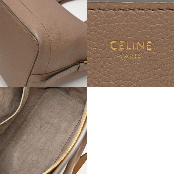 1240001023458 7 Celine Medium Cava de France 2Way Handbag Leather Pebble Gray Beige Gold Hardware