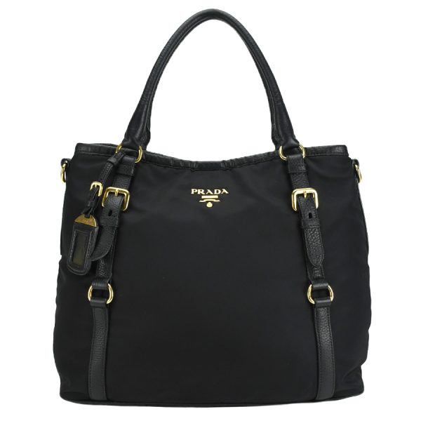 1240001025048 2 Prada Tote Handbag 2way Shoulder Black