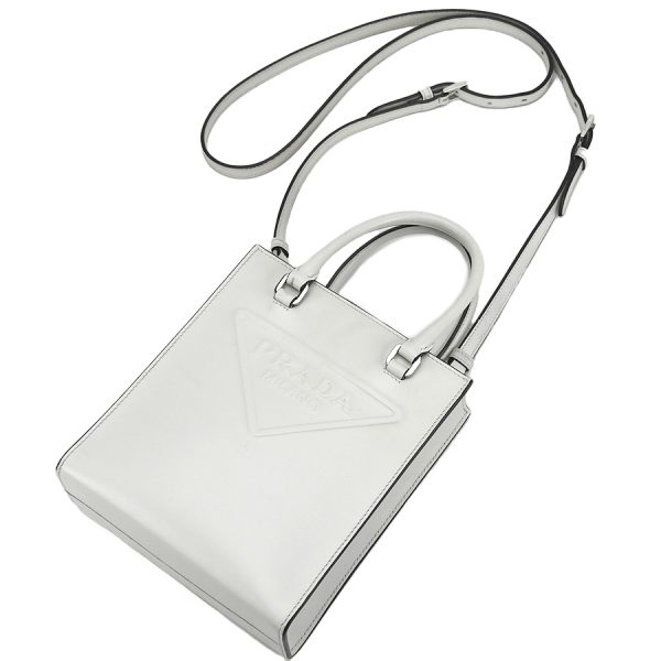 1240001025149 2 Prada Embossed Mini Tote Bag 2way Shoulder White