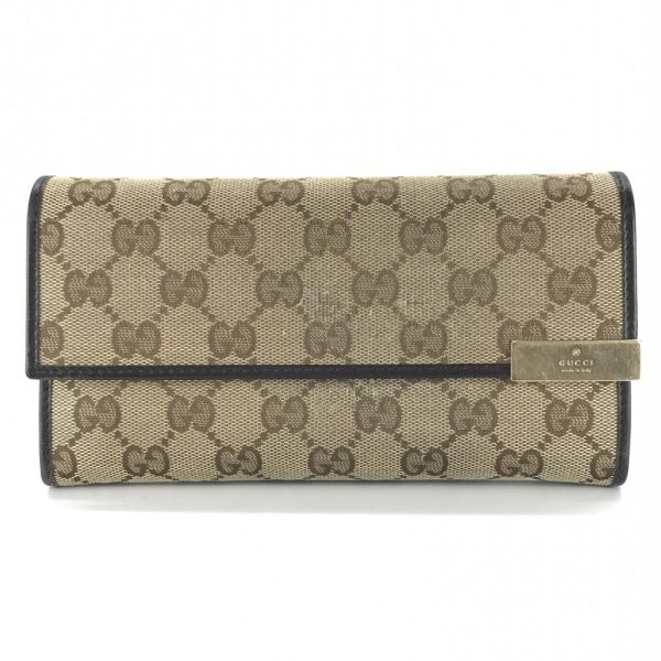 1240001030550 1 Gucci GG Canvas Long Wallet Bifold Beige Brown