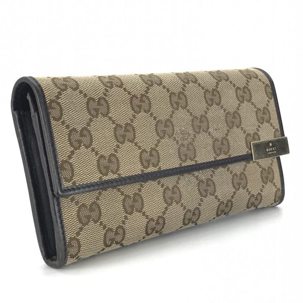 1240001030550 2 Gucci GG Canvas Long Wallet Bifold Beige Brown