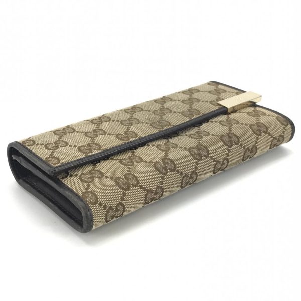 1240001030550 4 Gucci GG Canvas Long Wallet Bifold Beige Brown