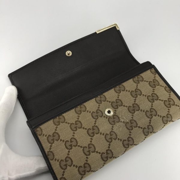 1240001030550 6 Gucci GG Canvas Long Wallet Bifold Beige Brown