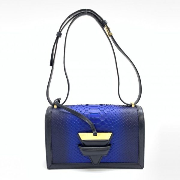 1240001030850 1 Loewe Barcelona Shoulder Bag Python Mini Leather Navy Blue