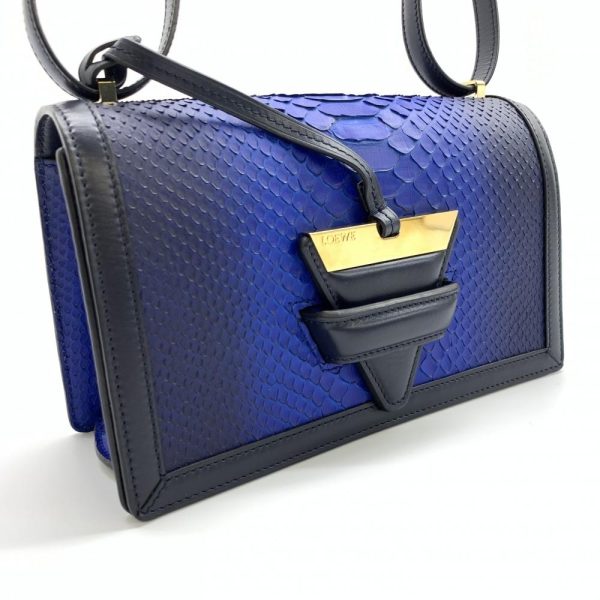 1240001030850 2 Loewe Barcelona Shoulder Bag Python Mini Leather Navy Blue