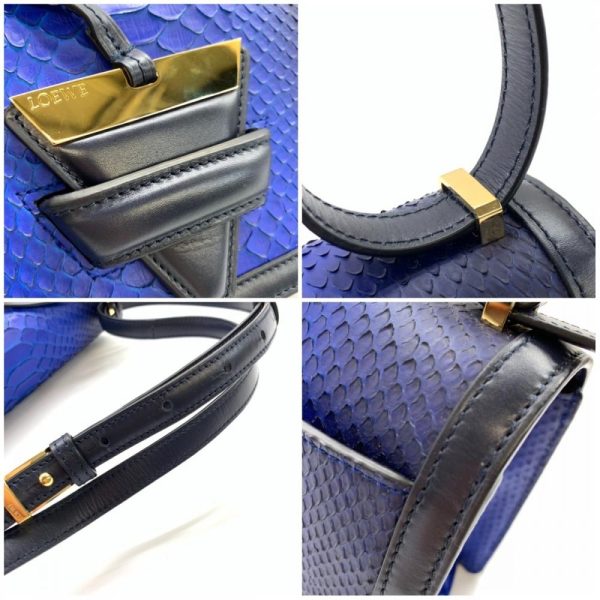 1240001030850 7 Loewe Barcelona Shoulder Bag Python Mini Leather Navy Blue