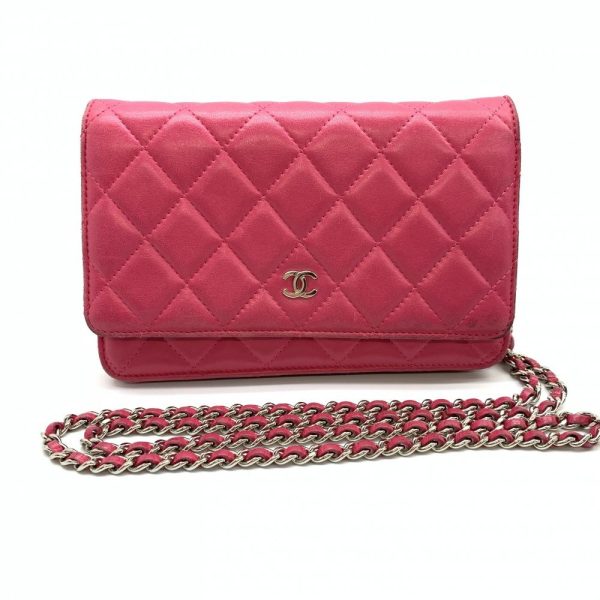 1240001031362 1 Chanel Matelasse Chain Wallet Lambskin Shoulder Crossbody Leather Pink