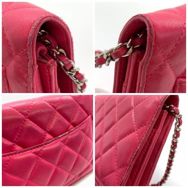 1240001031362 7 Chanel Matelasse Chain Wallet Lambskin Shoulder Crossbody Leather Pink