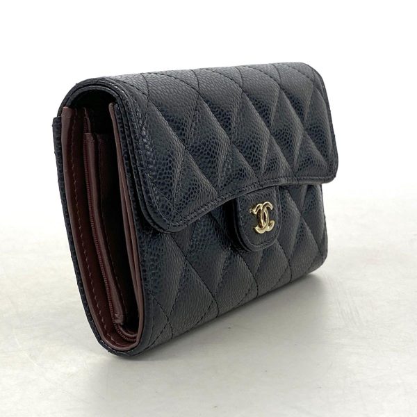 1240001031644 2 Chanel Tri fold Wallet Matelasse Caviar Skin Black