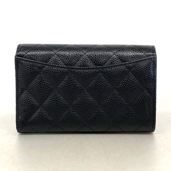 1240001031644 8 Chanel Tri fold Wallet Matelasse Caviar Skin Black