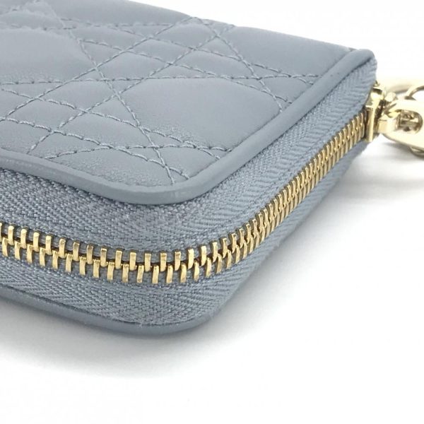 1240001031754 10 Dior Lady Dior Voyage Wallet Round Long Cannage Lambskin Blue