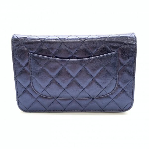 1240001032310 3 Chanel 255 Chain Wallet Matelasse Leather Metallic Blue