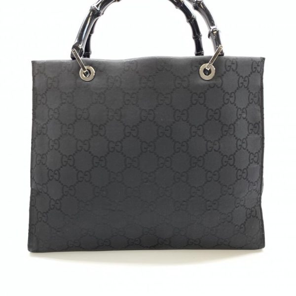 1240001032738 4 Gucci Bamboo GG Canvas Tote Bag Nylon Canvas Black