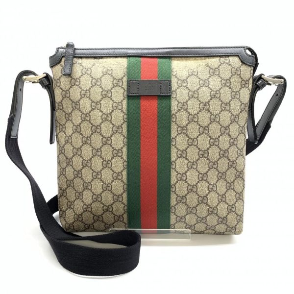 1240001033835 1 Gucci GG Supreme Sherry Line Shoulder Bag PVC Leather Beige