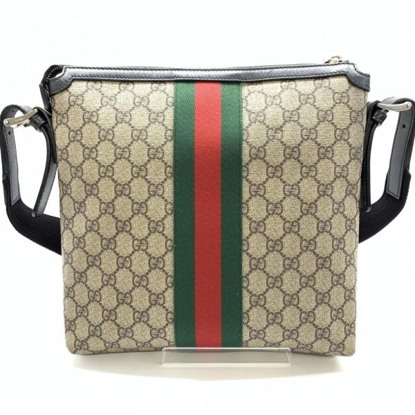 1240001033835 4 Gucci GG Supreme Sherry Line Shoulder Bag PVC Leather Beige