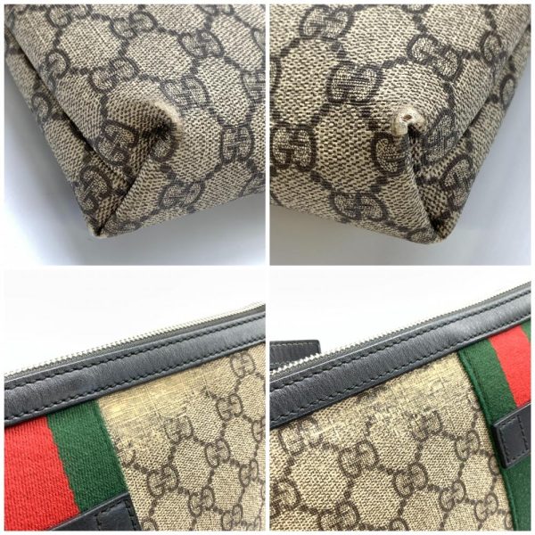 1240001033835 6 Gucci GG Supreme Sherry Line Shoulder Bag PVC Leather Beige