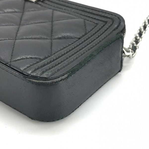 1240001033852 10 Chanel Boy Chain Wallet Lambskin Black