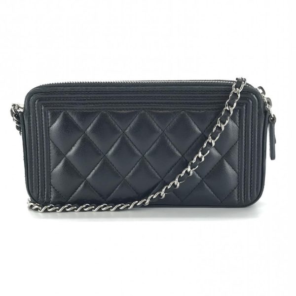 1240001033852 3 Chanel Boy Chain Wallet Lambskin Black