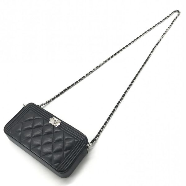 1240001033852 5 Chanel Boy Chain Wallet Lambskin Black