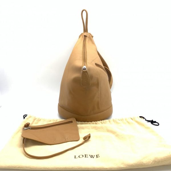 1240001034080 10 Loewe Anton Rucksack Backpack Logo Leather Camel Brown