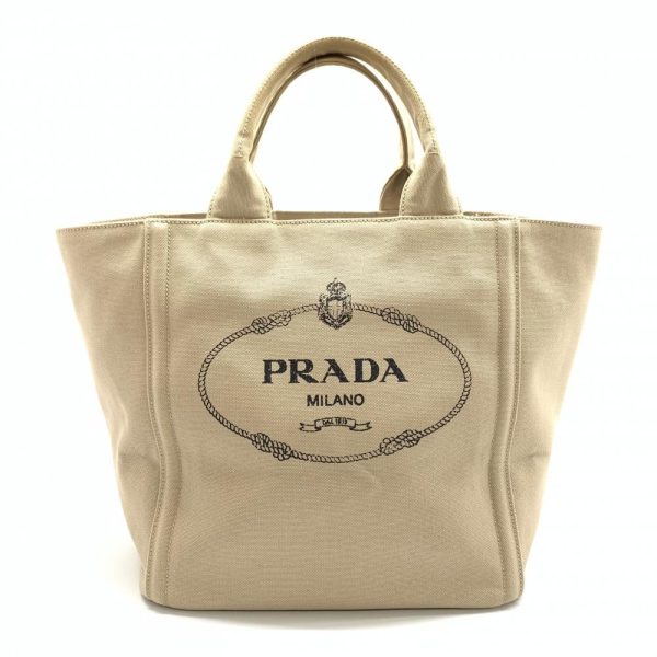 1240001034274 1 Prada Tote Bag Handbag Cotton Canvas Beige