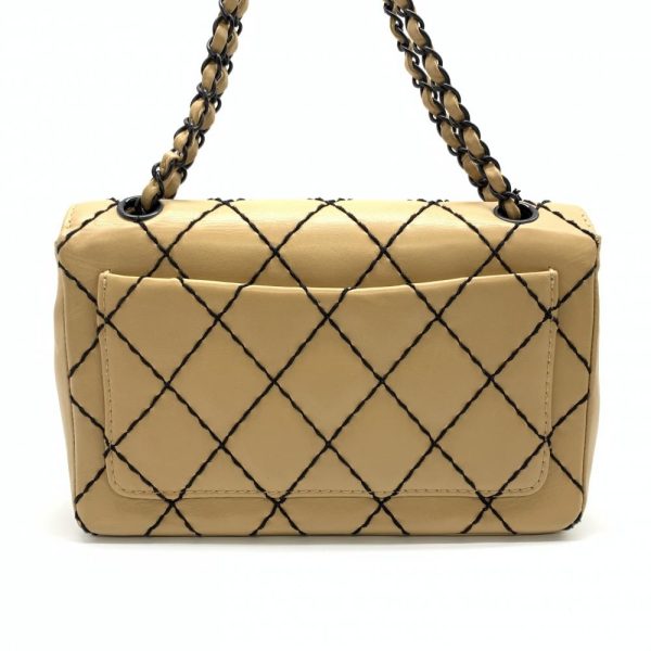 1240001034519 3 Chanel Wild Stitch Chain Shoulder Bag Leather Beige