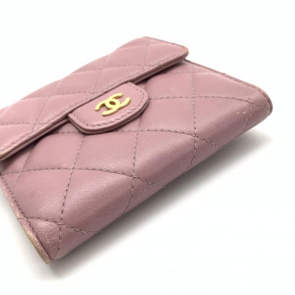 1240001035373 4 Chanel Classic Small Flap Wallet Matelasse Lambskin Leather Pink