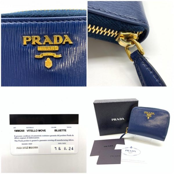 1240001035389 10 Prada Saffiano Coin Case Wallet Compact Blue