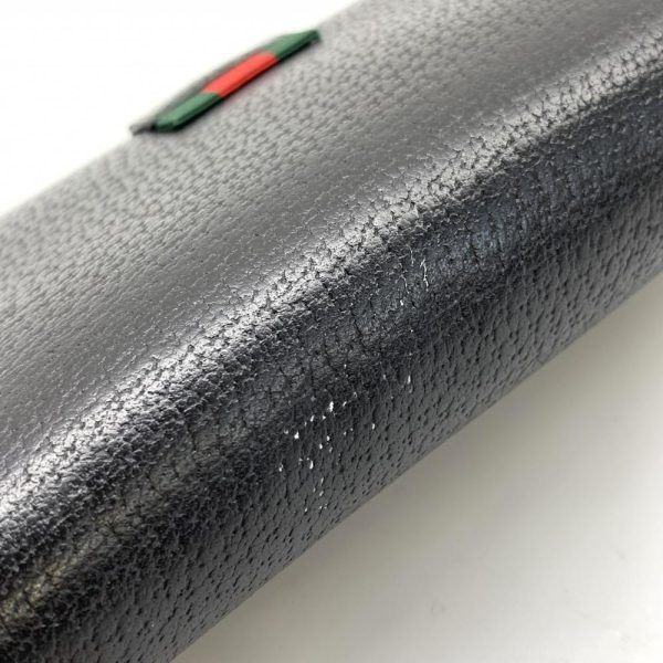 1240001035442 6 Gucci AGORA Web Logo Round Zip Zipper Long Wallet Sherry Line Leather Black