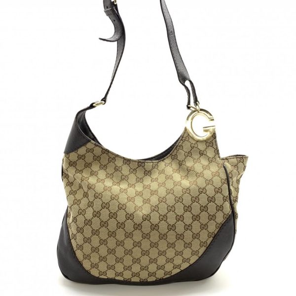 1240001035470 1 Gucci GG Canvas Shoulder Bag Shoulder Cotton Canvas Leather Beige Brown