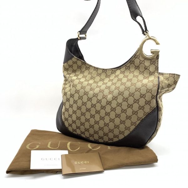 1240001035470 10 Gucci GG Canvas Shoulder Bag Shoulder Cotton Canvas Leather Beige Brown