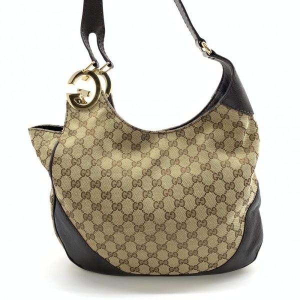 1240001035470 3 Gucci GG Canvas Shoulder Bag Shoulder Cotton Canvas Leather Beige Brown