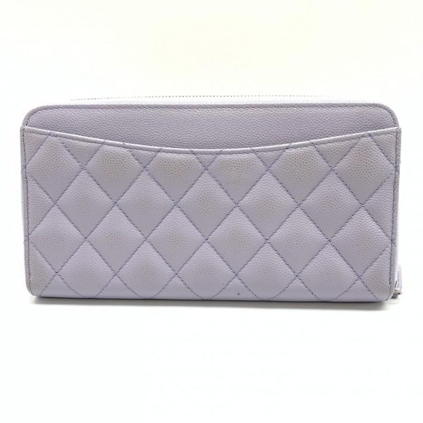 1240001035522 3 Chanel Classic Long Zip Caviar Skin Round Wallet Purple