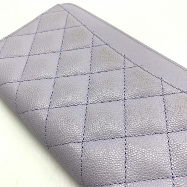 1240001035522 8 Chanel Classic Long Zip Caviar Skin Round Wallet Purple