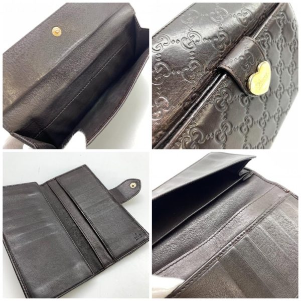 1240001035551 10 Gucci W Hook Long Wallet GG Guccisima Heart Plate Brown Leather