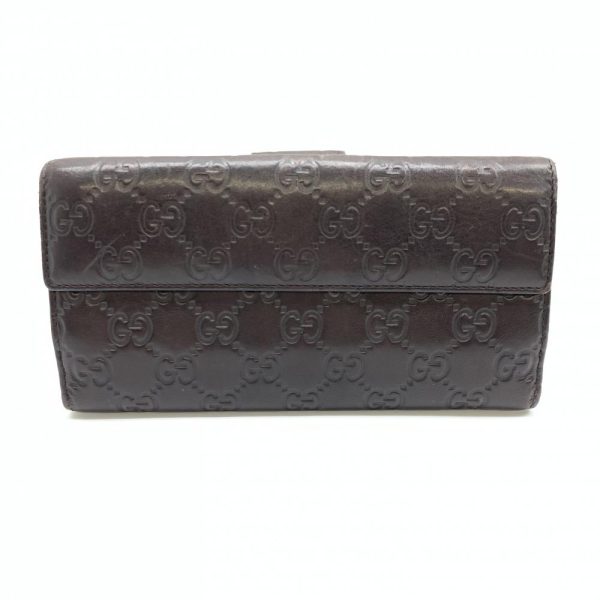 1240001035551 3 Gucci W Hook Long Wallet GG Guccisima Heart Plate Brown Leather