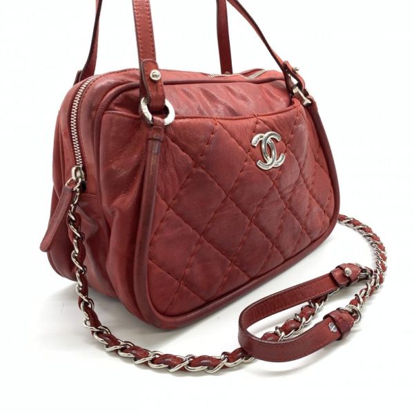 1240001035559 2 Chanel 2Way Chain Crossbody Shoulder Lambskin Quilted Leather Red