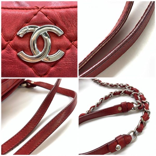 1240001035559 8 Chanel 2Way Chain Crossbody Shoulder Lambskin Quilted Leather Red